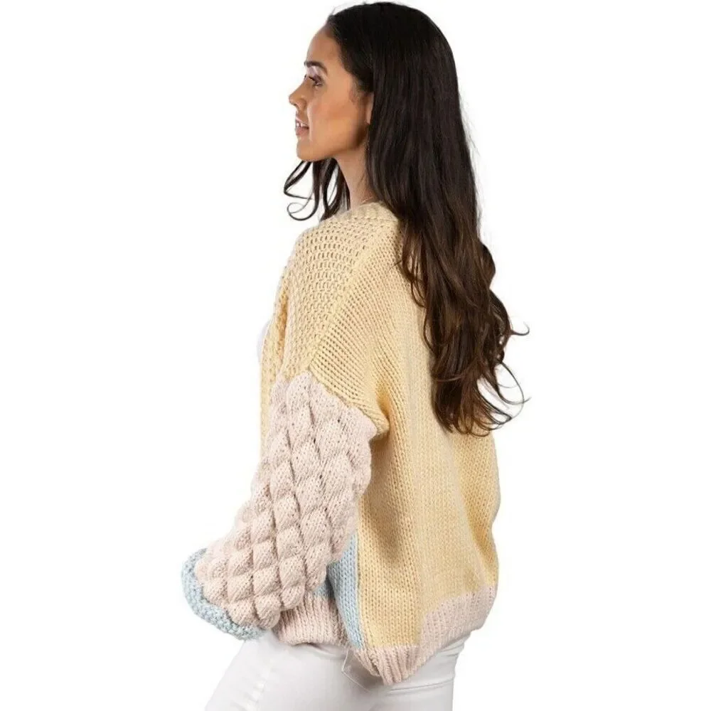 Saachi Colorblock Diamond Knit Cardigan  One Size (Anthropologie) MSRP $168